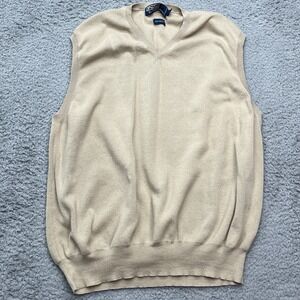 Polo Ralph Lauren Sweater Vest Mens L Beige‎ Vintage 90s Pima Cotton Preppy